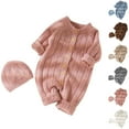 thumbnail image 1 of Lovzfmll 2 Piece Set Bodysuit Set for Toddler Boys Girls, Knitted Snap Onesie with Matching Hat, Long Sleeve Cozy Winter Loungewear Set for 6-12 Months, 1 of 4