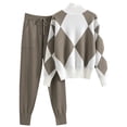 thumbnail image 1 of Lovzfmll 2 Piece Sets for Women, Knit Turtleneck Sweater and Jogger Pants Set, Color Block Casual Outfits Matching Sets, 1 of 8