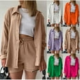 thumbnail image 1 of Lovzfmll 2 Piece Sets for Women, Plus Size Button Down Shirt and High Waist Shorts Set, Casual Oufits Matching Sets, 1 of 5