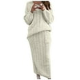 thumbnail image 1 of Lovzfmll 2 Piece Sets for Women, Ribbed Knit Round Neck Sweater and Maxi Skirts, Loose Fit Casual Matching Sets Clothing, 1 of 5