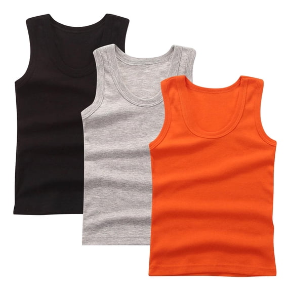 Lovzfmll 3-Pack Tank Tops for Boys & Girls, Solid Color Camisole Undershirt, Casual Loose Fit Sleeveless Pullover Graphic Tees for Toddler 4-5 Years