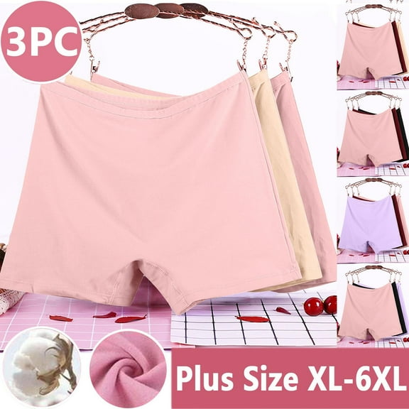 Lovzfmll 3 Pack Women's Underwear Plus Size Cotton Boxer Shorts, High Waist Leak Proof Panties, Breathable Comfort Stretch Casual Underwear
