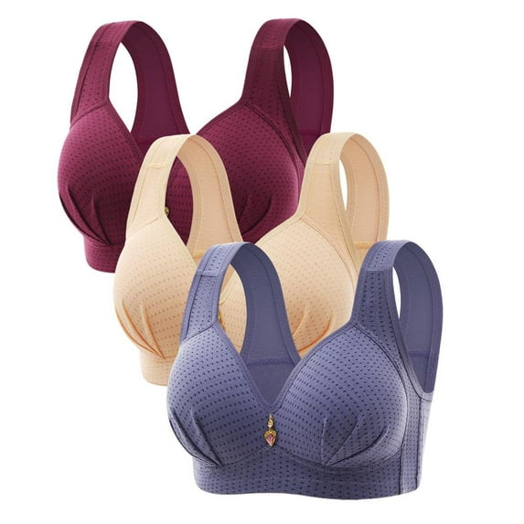 Lovzfmll 3PC Bras for Women, Compression Breathable Pullover Bra Comfortable Wireless Full Coverage Bras, No Underwire