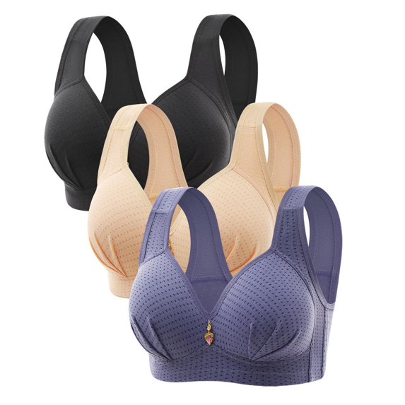 Lovzfmll 3PC Bras for Women, Compression Breathable Pullover Bra Comfortable Wireless Full Coverage Bras, No Underwire