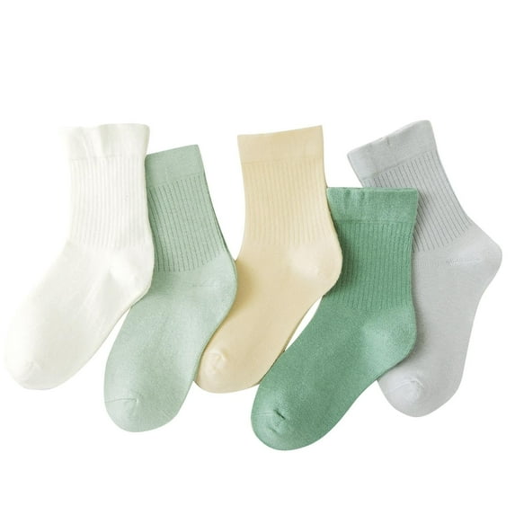 Lovzfmll Kids Crew Socks 5-Pair Pack for Boys & Girls, Solid Color Cotton Soft Breathable Everyday Casual Socks for Kids 1-15 Years