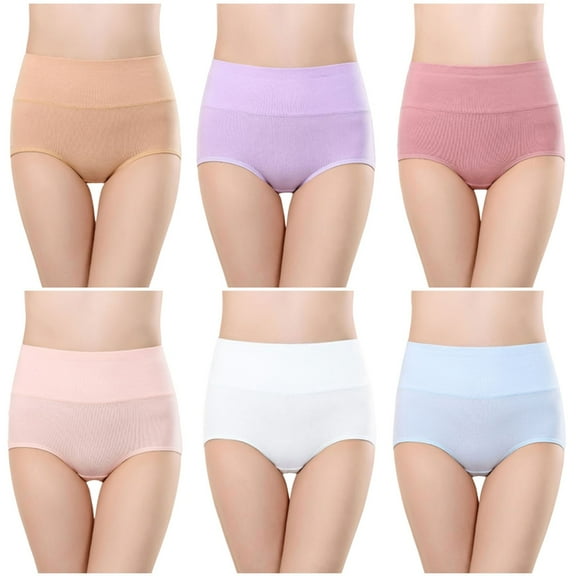 Lovzfmll 6-Pack Women's Underwear High Waist Seamless Briefs, Cotton Tummy Control Panties, Soft Stretch Breathable Underwear