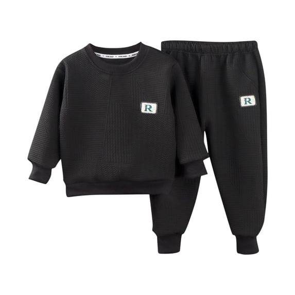 Lovzfmll Alphabet Print Sweatshirt Set, Long Sleeve Round Neck Top & Jogger Pants for Boys & Girls, Casual Outfits for Kids 8-10 Years