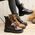 thumbnail image 1 of Lovzfmll Ankle Boots for Women, Winter Riding Boots Waterproof Military Leather, Slip Resistant Chunky Heel Round Toe Tassel Casual Fall Chunky Black Boots, 1 of 5