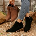 thumbnail image 1 of Lovzfmll Ankle Boots for Women, Plus Size Suede Ankle Low Heel Side Zipper, Chunky Low Heel Pointy Toe Chelsea Boots Casual Fall Black Boots, 1 of 9