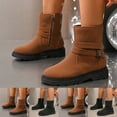 thumbnail image 1 of Lovzfmll Ankle Boots for Women, Round Toe Boots Side Zipper Low Heel, Low Heel Buckle Chunky Boots Casual Brown Boots, 1 of 9
