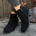 thumbnail image 1 of Lovzfmll Ankle Boots for Women, Suede Ankle Low Heel Round Toe, Block Mid Heel Round Toe Booties Casual Fall Black Boots, 1 of 8