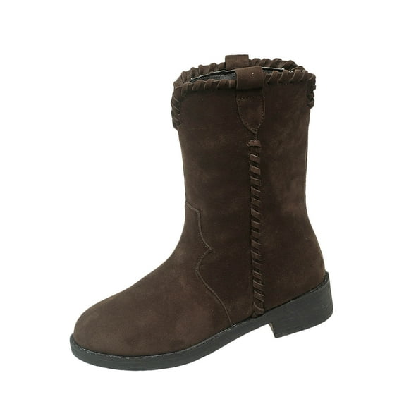 Lovzfmll Ankle Boots for Women, Suede Ankle Low Heel Round Toe, Low Heel Round Toe Booties Casual Fall Coffee Boots