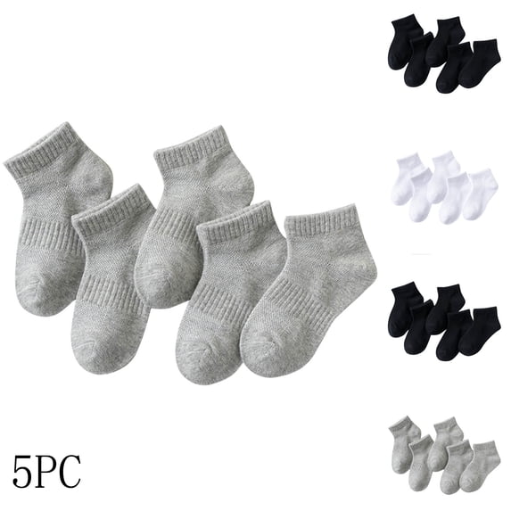 Lovzfmll Ankle Socks for Boys, 5-Pack Solid Color Mesh Breathable Socks, Toddler Sports Socks for Child 9-12 Years