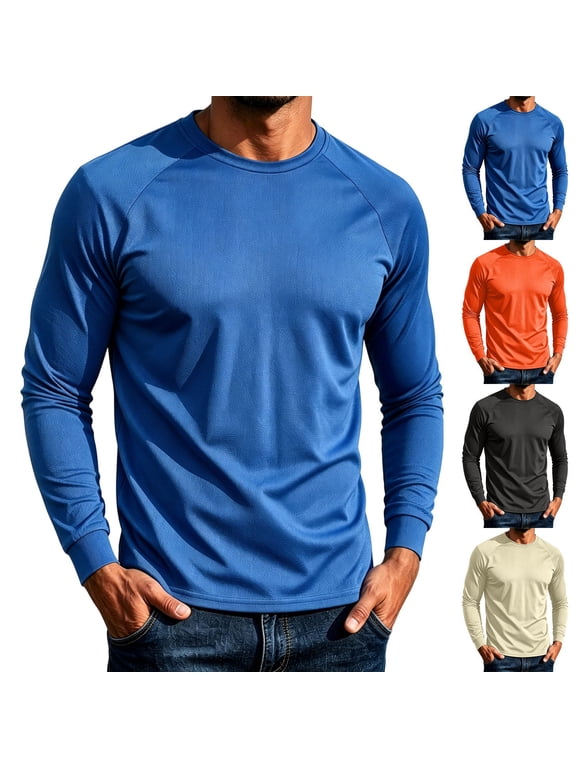 Athletic Top for Men, Mesh Ice Silk Quick-Dry Pullover, Active Fit Long Sleeve Crew Neck Athletic Top Black, L