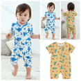 thumbnail image 1 of Lovzfmll Bamboo Viscose Short Sleeve Jumpsuit for Toddlers, Printed Snap Crotch Romper with Cropped Leg for Little Boys & Girls, Summer Outfits for 0-3 Months, 1 of 8