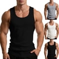thumbnail image 1 of Lovzfmll Big Collar Knitted Tight Elastic Sleeveless T-Shirt for Men, Soft Relaxed Fit Ribbed Stretchy Muscle Tee Gray, XL, 1 of 8