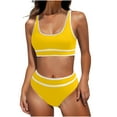thumbnail image 1 of Lovzfmll Bikini Set for Women, Solid Color Crop Top with Detachable Pads, High Waisted Bathing Suit for Tummy Control, 1 of 9
