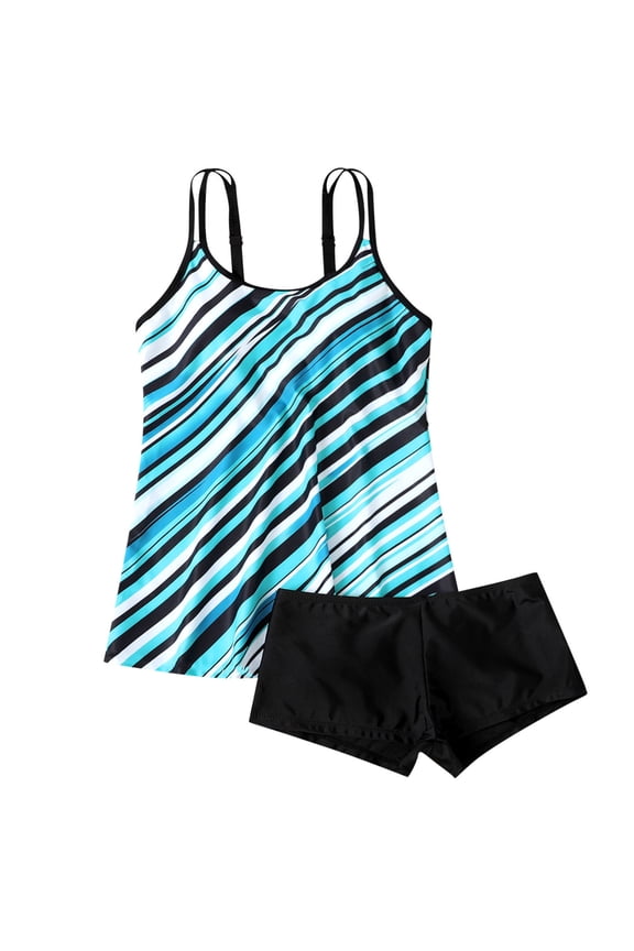 Bikini Sets for Women, Printed Two Piece Conservative Swimsuit with Shorts, High Waist Tummy Control