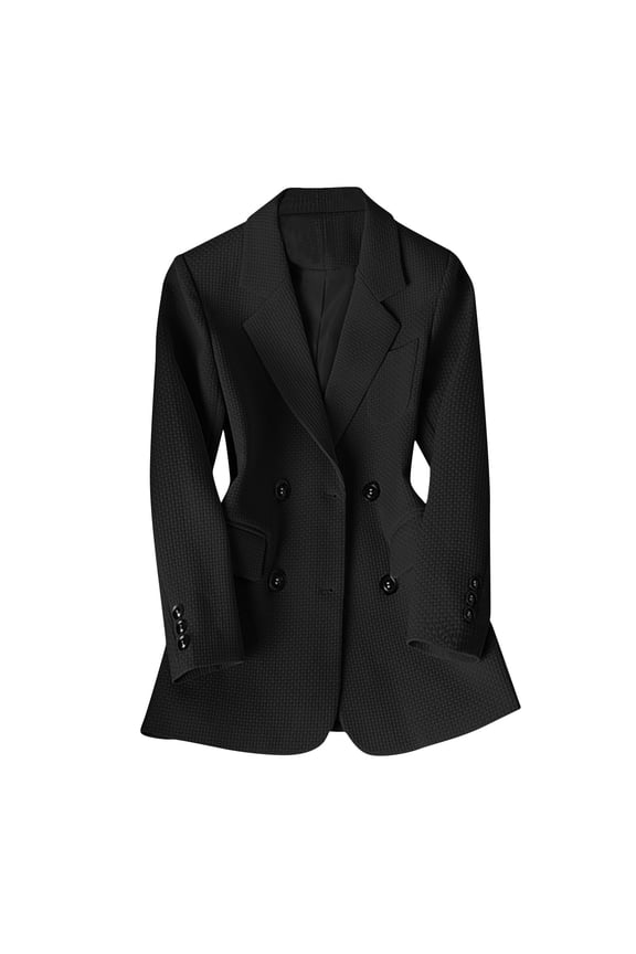 Blazers for Women, Solid Color Notched Collar Blazer, Chic Suit Jacket with Pockets, Fall Winter Clothing