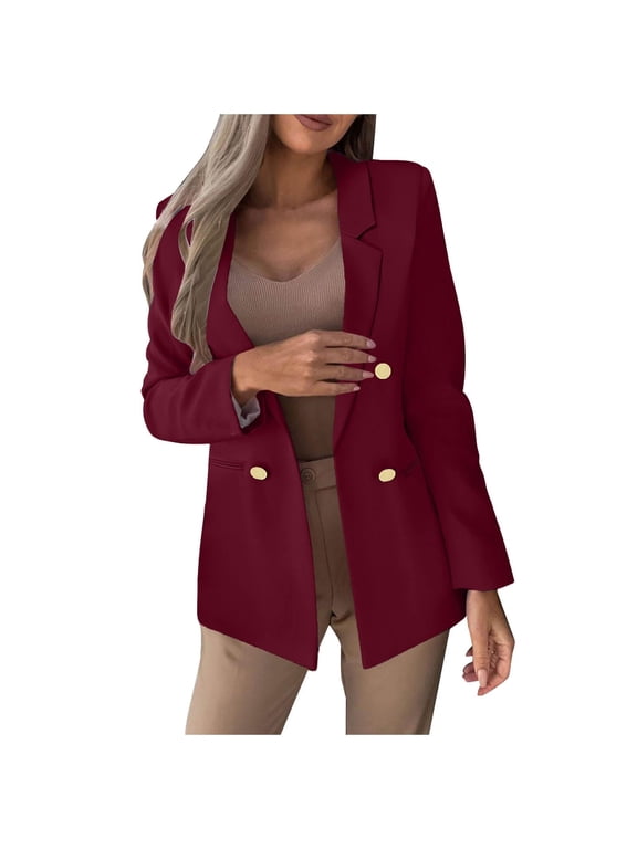 Blazers for Women, Solid Color Slim Fit Blazer, Chic Suit Jacket, Fall Clothing
