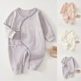 thumbnail image 1 of Lovzfmll Bodysuit for Little Boys Girls, Basic Solid Color Cotton Onesie, Long Sleeve Snap Pajamas, Comfortable Everyday Loungewear for 0-3 Months, 1 of 4
