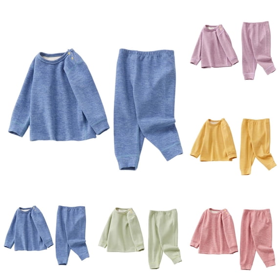 Lovzfmll Boy's & Girl's Thermal Set, Long Sleeve Crew Neck Top & Joggers, Warm Base Layer for Toddler, 18-24 Months