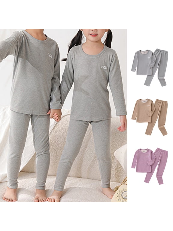 Boy's & Girl's Thermal Set, Wool Silk Long Sleeve Top & Pants, Warm Base Layer for Toddler, 4-5 Years