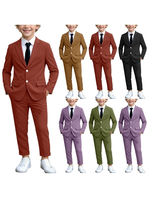 Boy's Suit, Long Sleeve Blazer & Pants, Formal Dress Outfits for Toddler, 2-3 Years