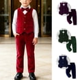 thumbnail image 1 of Lovzfmll Boys' 4-Piece Suit, Velvet Vest & Shirt & Pants & Bow Tie, Holiday Formal Clothing for Toddler Boys, 2-3 Years, 1 of 10