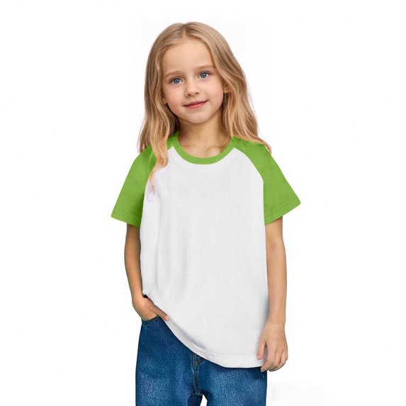 Lovzfmll Boys & Girls Basic Raglan Short Sleeve Tee, Solid Color Casual Play Shirt, Soft Everyday Top for Kids 5-6 Years