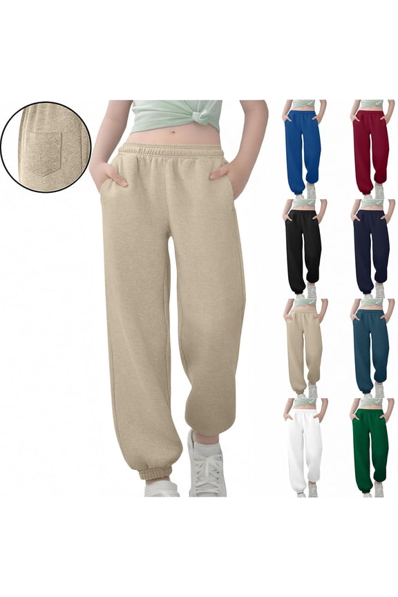 Boys' & Girls' Essential Solid Color Sweatpants for Boys & Girls, Relaxed Fit Casual Joggers, All-Season Comfort Bottoms for Toddler 3-4 Years