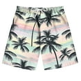 thumbnail image 1 of Lovzfmll Boys & Girls Hawaiian Palm Tree Print Swim Trunks, Elastic Drawstring Waist Beach Shorts for Summer, Vacation Wear for Teen 13-14 Years, 1 of 6