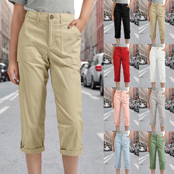 Lovzfmll Boys' & Girls' Outdoor Mosquito-Repellent Cargo Pants, Elastic Waist with Snap Closure & Multiple Pockets, Casual Capri Length Trousers for Kids 8-9 Years