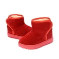 thumbnail image 1 of Lovzfmll Boys Girls Snow Boots, Fleece Lined Warm Winter Ankle Booties, Flat Heel Thick Soled Short Boots Outdoor Shoes for Toddler 9-12 Months, Red, 1 of 9
