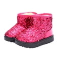 thumbnail image 1 of Lovzfmll Boys Girls Snow Boots, Fleece Lined Warm Winter Ankle Booties, Sequin Glitter Dressy Party Thick Sole Flat Shoes for Toddler 3-3.5 Years, Hot Pink, 1 of 3