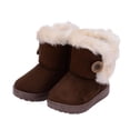 thumbnail image 1 of Lovzfmll Boys Girls Snow Boots, Furry Fleece Lined Warm Winter Boots, Flat Heel Thick Soled Ankle Booties Outdoor Shoes for Kids 4-5 Years, Coffee, 1 of 5