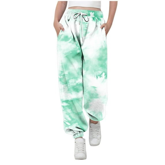 Lovzfmll Boys' & Girls' Tie Dye Print Joggers, Elastic Drawstring Waist Ankle Cuff Sweatpants with Pockets, Casual Colorful Pants for Kids 11-12 Years