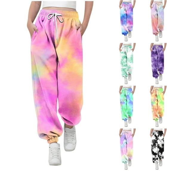 Lovzfmll Boys' & Girls' Tie Dye Print Joggers, Elastic Drawstring Waist Ankle Cuff Sweatpants with Pockets, Casual Colorful Pants for Toddler 3-4 Years