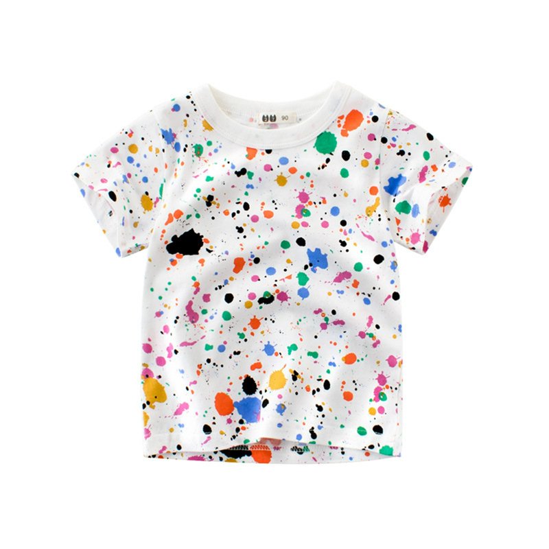 Lovzfmll Boys' Tie Dye Short Sleeve Tee, Casual Crew Neck Top for Summer, Relaxed Fit Pullover for Newborn 1-2 Years