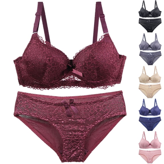 Lovzfmll Bra and Panty Set, Womens Underwear Everyday Comfort, Adaptive Standard Straps Lace Pull-On Stretchable Matching Set