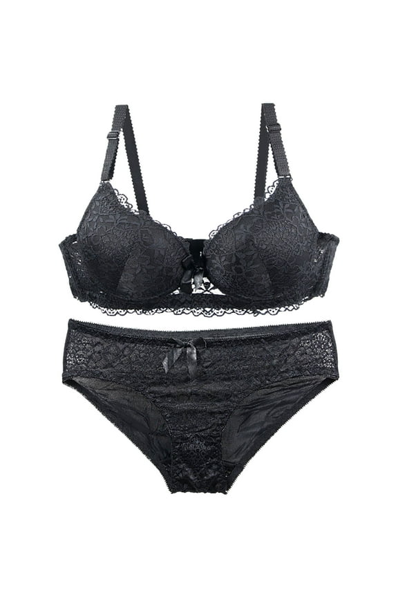 Bra and Panty Set, Womens Underwear Everyday Comfort, Adaptive Standard Straps Lace Pull-On Stretchable Matching Set