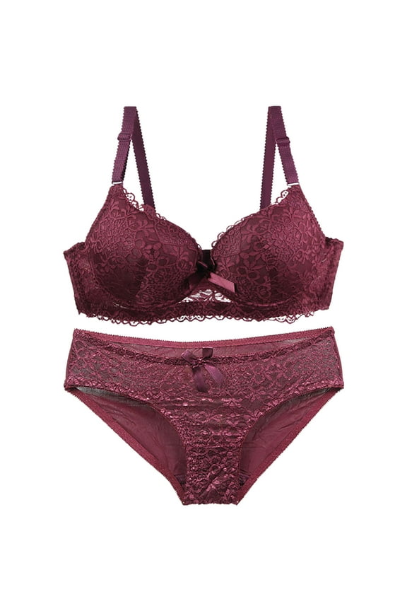 Bra and Panty Set, Womens Underwear Everyday Comfort, Adaptive Standard Straps Lace Pull-On Stretchable Matching Set