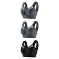 thumbnail image 1 of Lovzfmll Bras for Women, Women's Underarm-Smoog with Seamless Stretch Wireless Lightly Lined Comfort 3PC Without Underwire Underwear Lace Solid Color Push-Up Adjustment Bra 3PC (Black & Gray) 6XL, 1 of 2