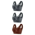 thumbnail image 1 of Lovzfmll Bras for Women, Women's Underarm-Smoog with Seamless Stretch Wireless Lightly Lined Comfort 3PC Without Underwire Underwear Lace Solid Color Push-Up Adjustment Bra 3PC (Brown & Gray) 6XL, 1 of 2