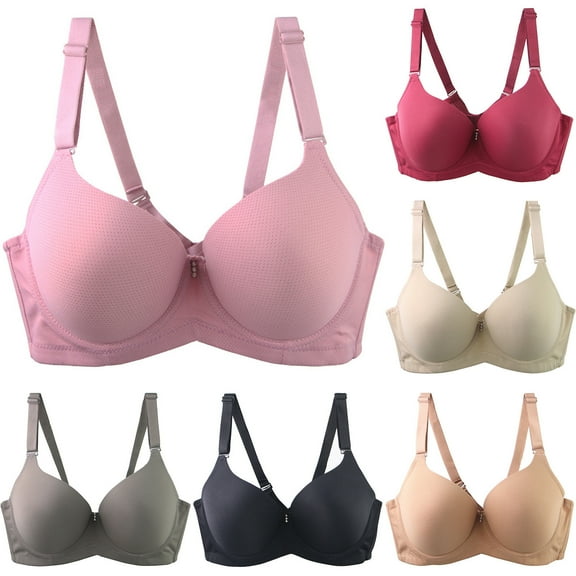 Lovzfmll Bras for Women, Plus Size Everyday Push-Up Underwire Bra, Standard Straps Push-Up Pull-On Stretchable Anti-Sagging CDE Cup Bra