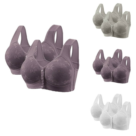 Lovzfmll Bras for Women, Plus Size Front Closure Push-Up Bralette Bra, Standard Straps Push-Up Pull-On Stretchable 2PC Magnetic Free Bralette