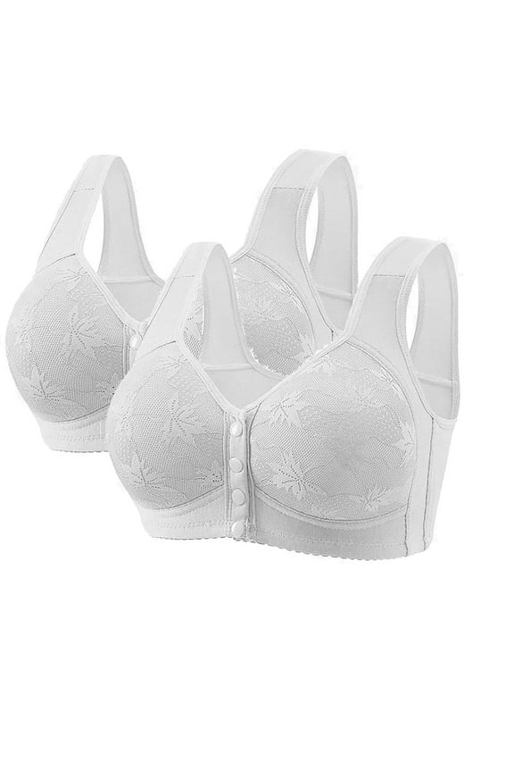 Bras for Women, Plus Size Front Closure Push-Up Bralette Bra, Standard Straps Push-Up Pull-On Stretchable 2PC Magnetic Free Bralette