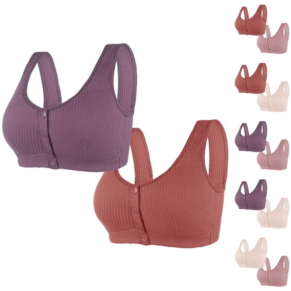 Lovzfmll Bras for Women, Plus Size Front Closure Push-Up Bralette Bra, Standard Straps Push-Up Pull-On Stretchable 2PC Set Bra