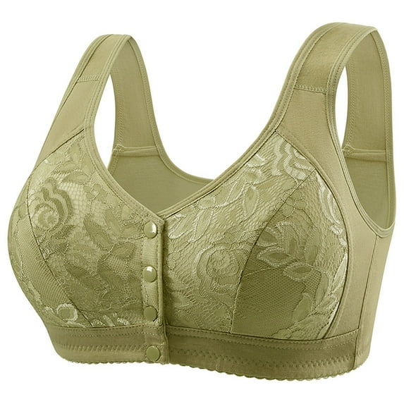 Lovzfmll Bras for Women, Plus Size Front Closure Wireless Bralette Bra, Standard Straps Snap Front Closure Stretchable Embroidered Comfort Bra