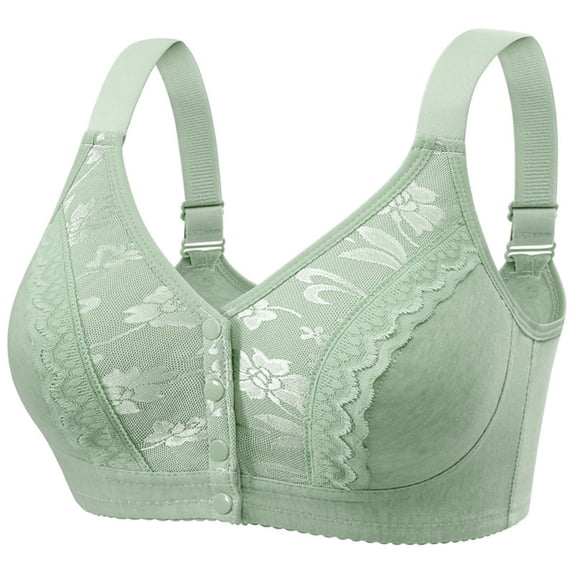 Lovzfmll Bras for Women, Plus Size Front Closure Wireless Bralette Bra, Standard Straps Snap Front Closure Stretchable Side Support Bra
